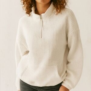 Dazy Quarter-Zip Puffy Sweatshirt White Medium